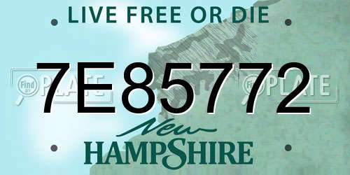 7E85772 New Hampshire License Plate