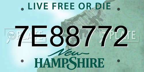7E88772 New Hampshire License Plate