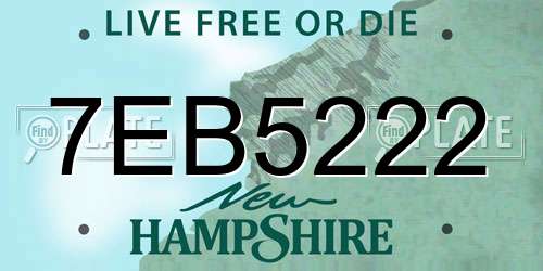 7EB5222 New Hampshire License Plate
