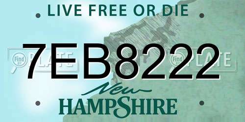 7EB8222 New Hampshire License Plate
