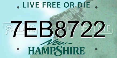 7EB8722 New Hampshire License Plate
