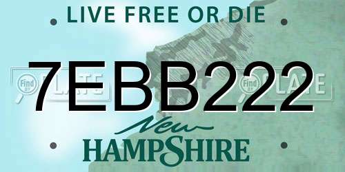 7EBB222 New Hampshire License Plate