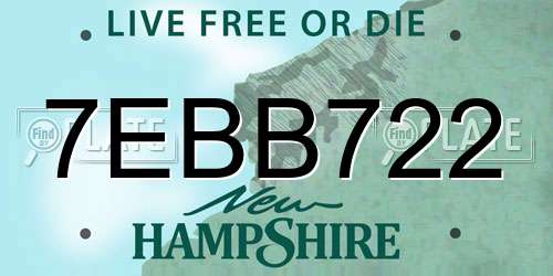 7EBB722 New Hampshire License Plate