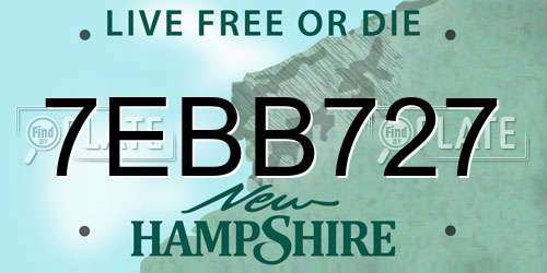 7EBB727 New Hampshire License Plate