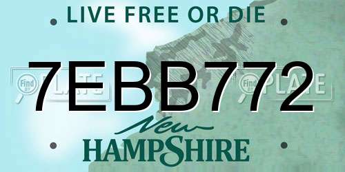7EBB772 New Hampshire License Plate