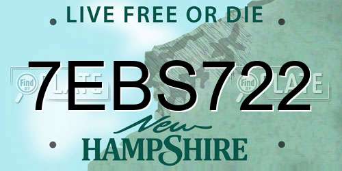 7EBS722 New Hampshire License Plate