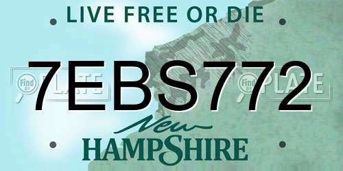 7EBS772 New Hampshire License Plate