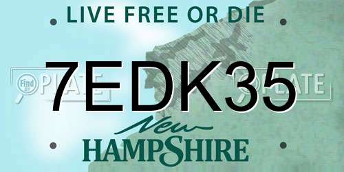 7EDK35 New Hampshire License Plate