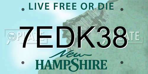 7EDK38 New Hampshire License Plate