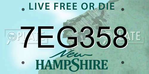 7EG358 New Hampshire License Plate