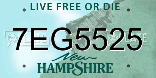 7EG5525 New Hampshire License Plate