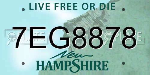 7EG8878 New Hampshire License Plate
