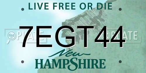 7EGT44 New Hampshire License Plate