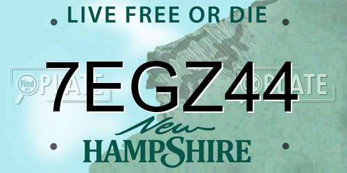 7EGZ44 New Hampshire License Plate