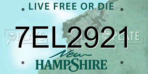 7EL2921 New Hampshire License Plate