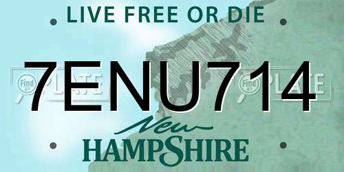 7ENU714 New Hampshire License Plate