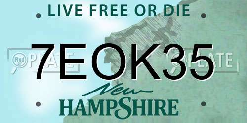 7EOK35 New Hampshire License Plate