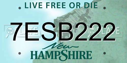 7ESB222 New Hampshire License Plate