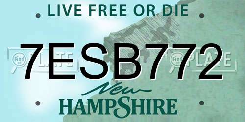 7ESB772 New Hampshire License Plate