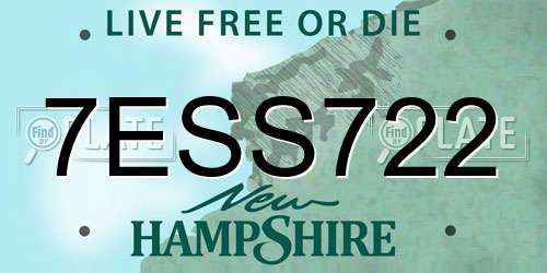7ESS722 New Hampshire License Plate