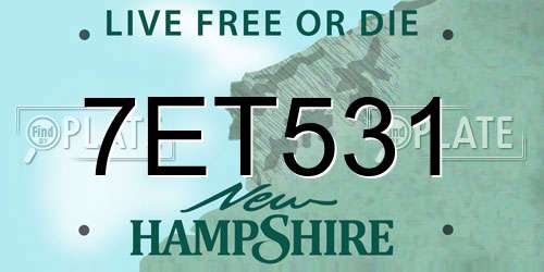 7ET531 New Hampshire License Plate