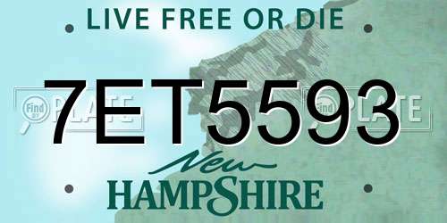 7ET5593 New Hampshire License Plate