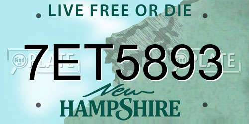 7ET5893 New Hampshire License Plate