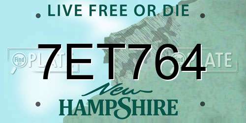 7ET764 New Hampshire License Plate