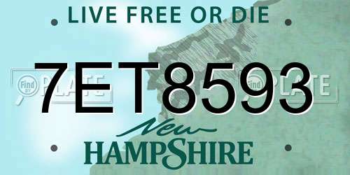 7ET8593 New Hampshire License Plate