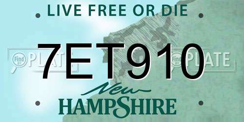 7ET910 New Hampshire License Plate