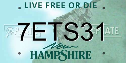 7ETS31 New Hampshire License Plate