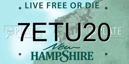 7ETU20 New Hampshire License Plate