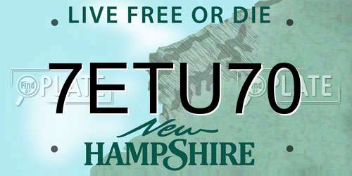 7ETU70 New Hampshire License Plate