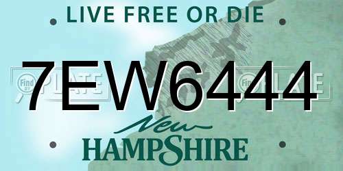 7EW6444 New Hampshire License Plate