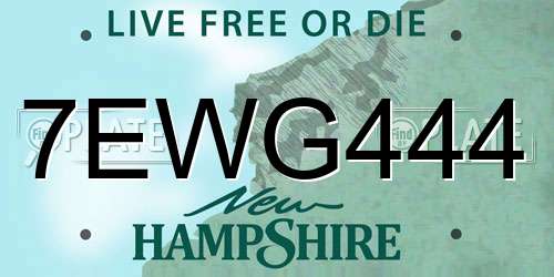 7EWG444 New Hampshire License Plate