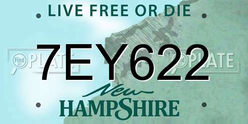 7EY622 New Hampshire License Plate