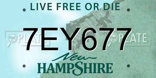 7EY677 New Hampshire License Plate