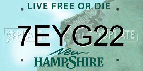 7EYG22 New Hampshire License Plate