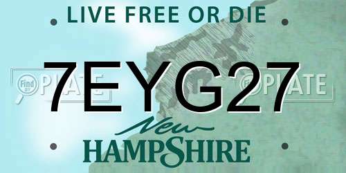 7EYG27 New Hampshire License Plate