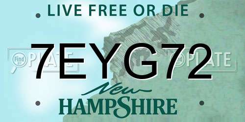 7EYG72 New Hampshire License Plate