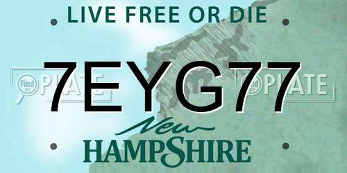 7EYG77 New Hampshire License Plate