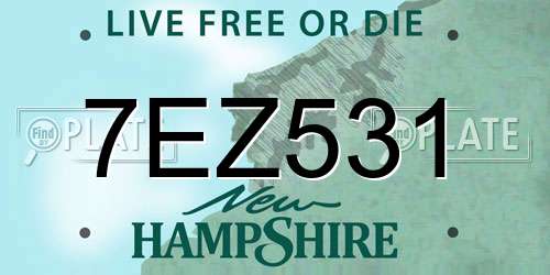 7EZ531 New Hampshire License Plate