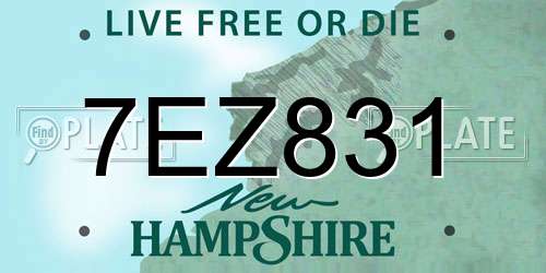 7EZ831 New Hampshire License Plate