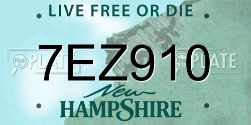 7EZ910 New Hampshire License Plate