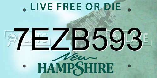 7EZB593 New Hampshire License Plate