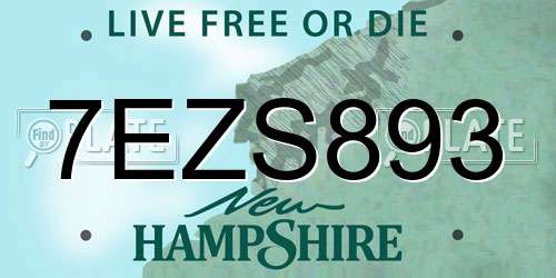 7EZS893 New Hampshire License Plate