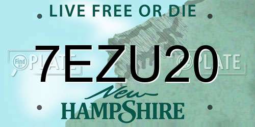 7EZU20 New Hampshire License Plate