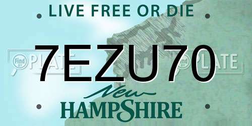 7EZU70 New Hampshire License Plate