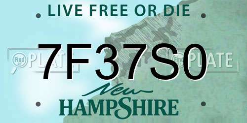 7F37S0 New Hampshire License Plate