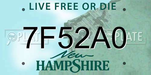 7F52A0 New Hampshire License Plate
